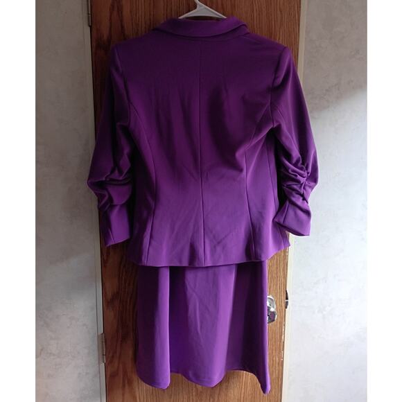 Vntg 2000s Boston Proper Purple Travel Knit 2-Piece Set Blazer 4 Dress Sz XS - Picture 2 of 16
